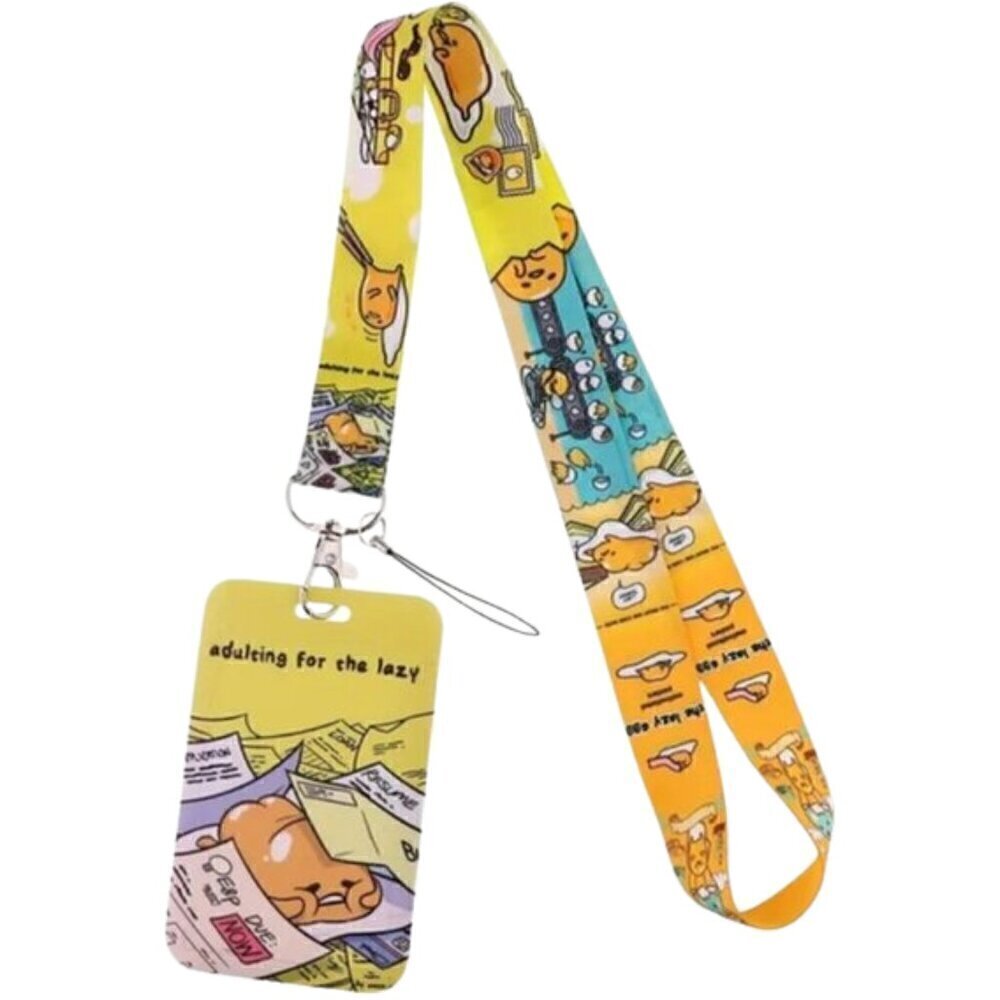 Nwt Sanrio Gudetama Lazy Egg Neck Lanyard With Id Badge Holder Keychain